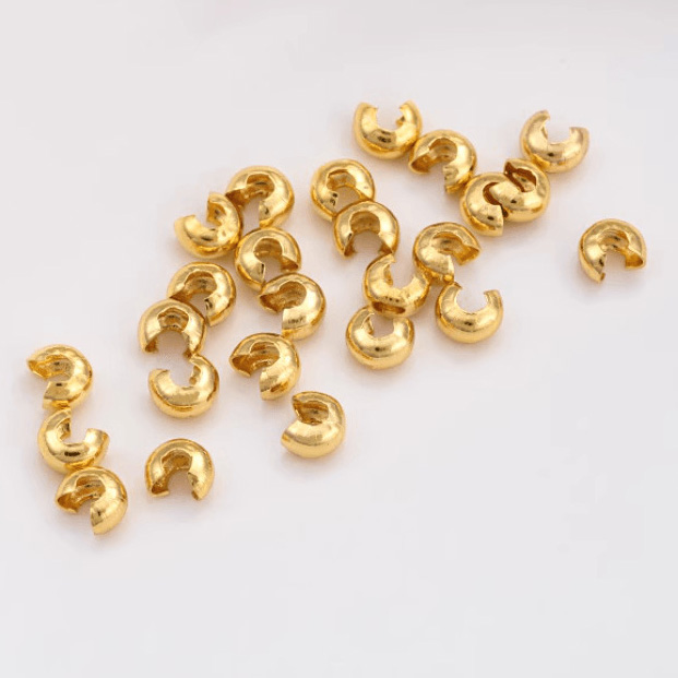 Fiasrel 20/50pcs Brass Clasp Connector Curved Moon Positioning Spacer Crimp Buckle Bracelet Accessories for Jewelry Making