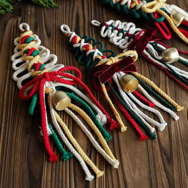 Fiasrel Christmas Braided Rope Braided Bell Door Hanging Wall Hanging Christmas Tree Pendant