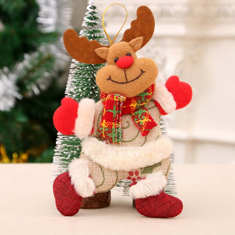 Fiasrel 1/4pcs Christmas Tree Accessories Dancing Old Man Snowman Deer Bear Cloth Puppet Christmas Decorations Gift