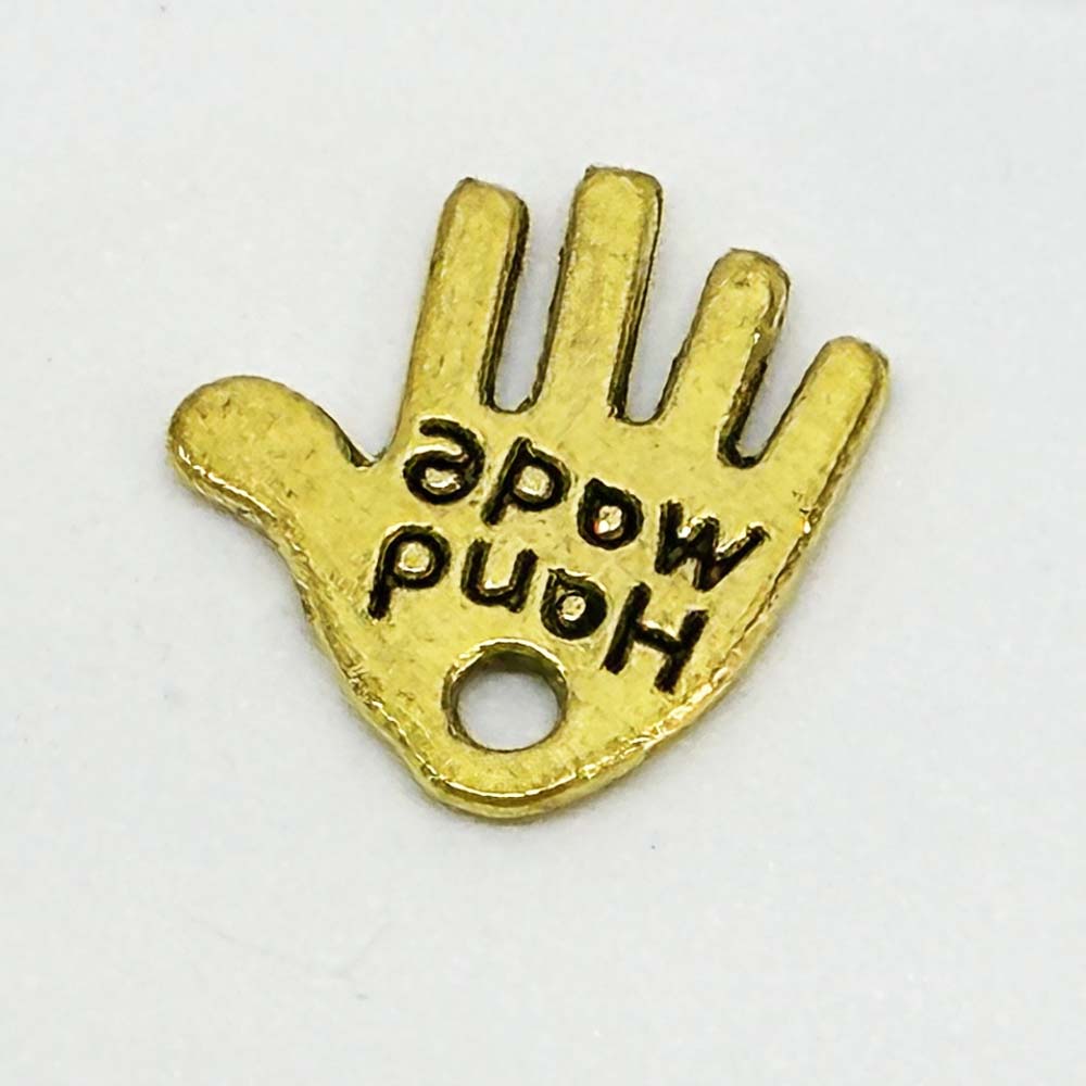 Fuasrel 20pcs 12*13mm Vintage Lucky Palm Charms Environmental Alloy Letter Nail Charms Jewelry Pendants Beads