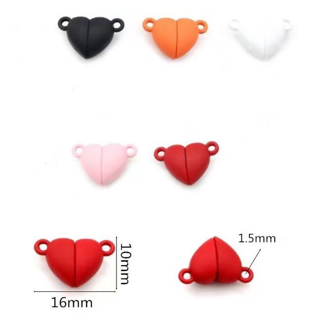 Fiasrel 10pcs DIY Jewelry Bracelet Alloy Multicolor Magnet Heart-Shaped Connectors Charm Pendants Beads