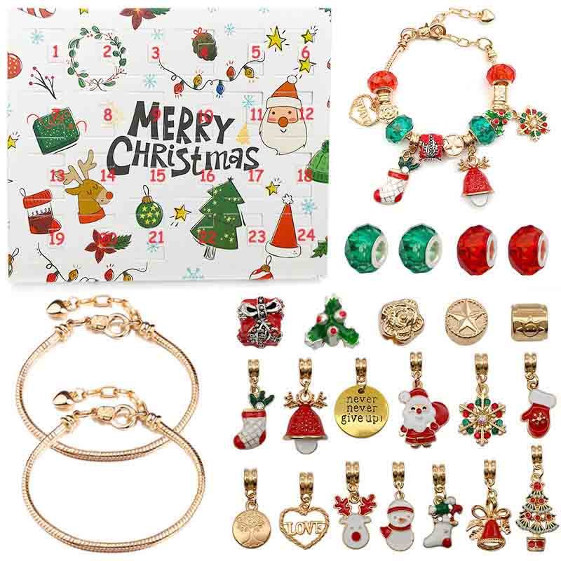 Fiasrel DIY Kids Educational Toys Light Luxury Christmas Bracelet Making Kit for Children Bracelets Set Christmas Gift