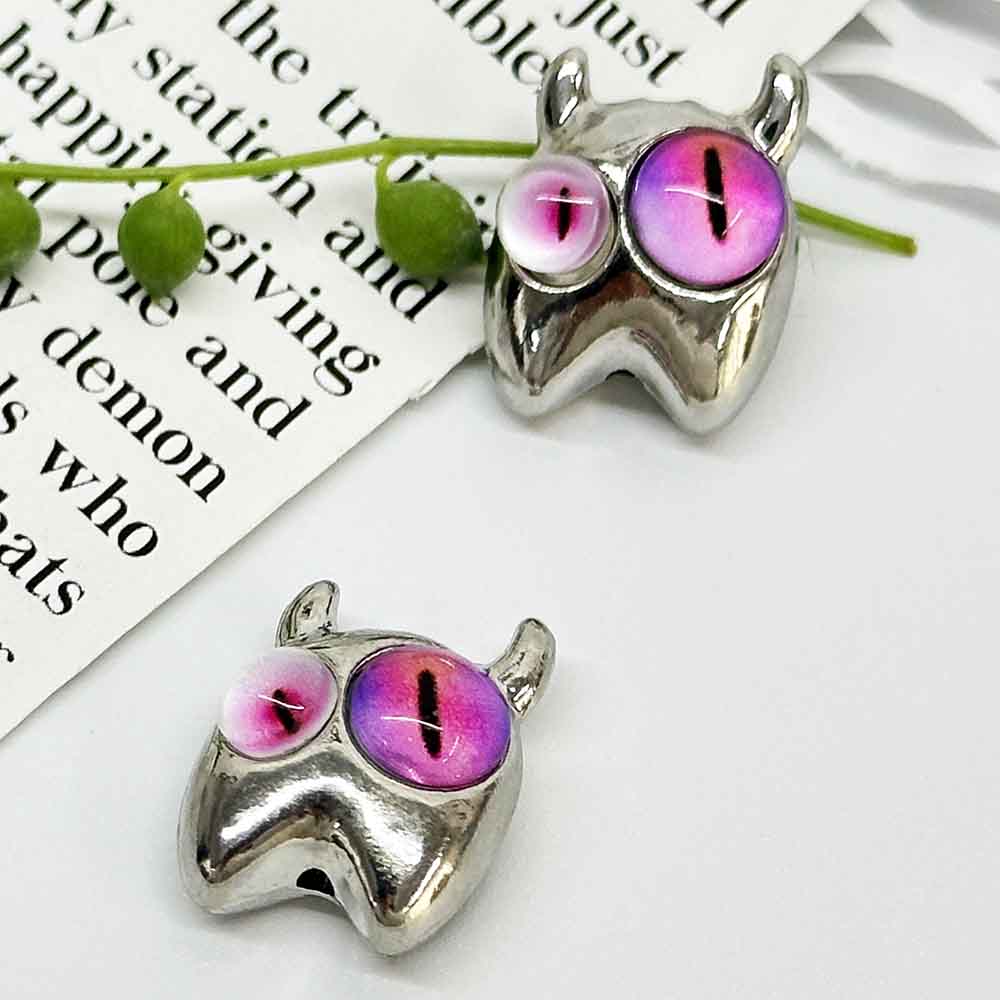 Fiasrel 10pcs Ghost Fairy Little Monster Funny Big Eye Alloy Beads