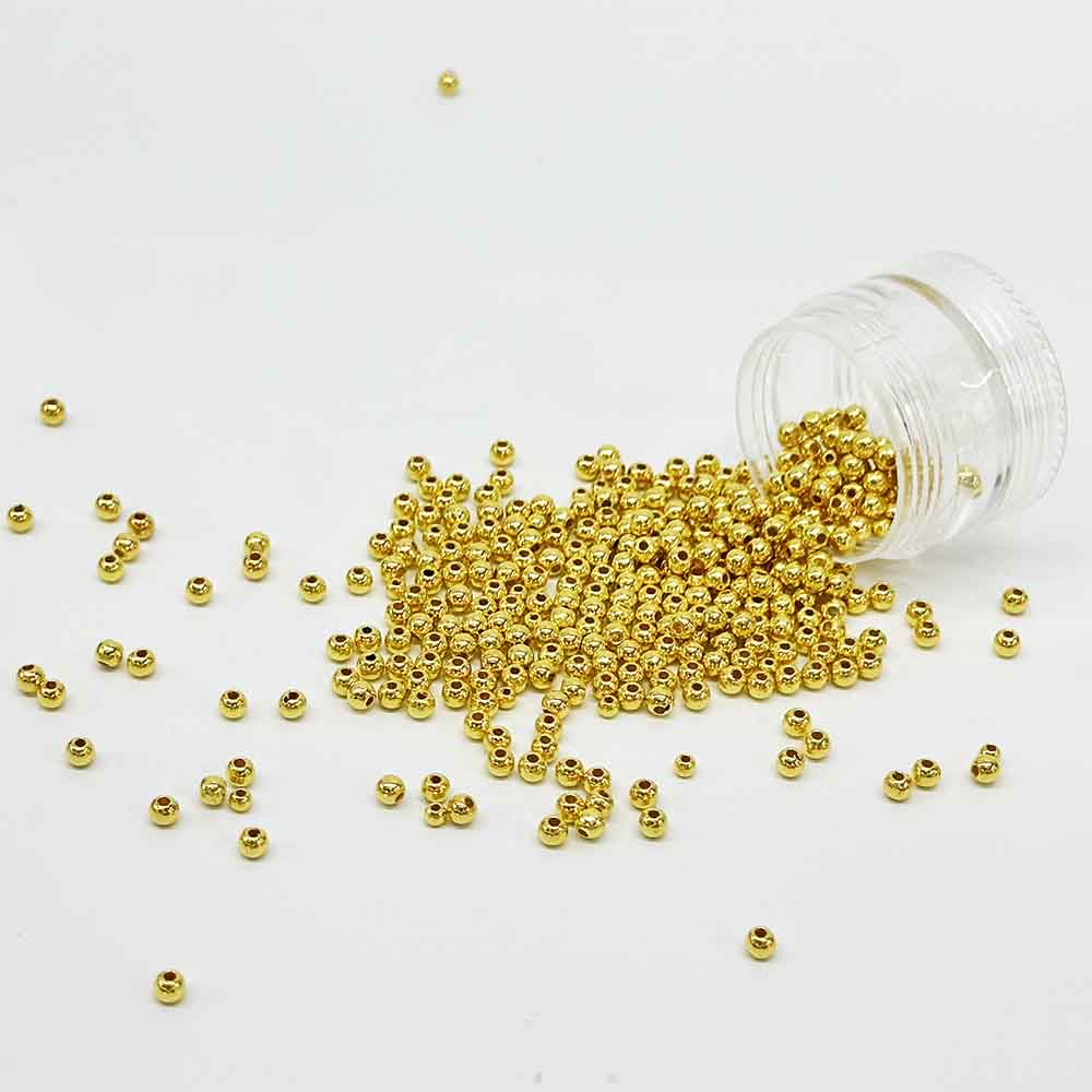 Fiasrel 3mm-10mm Golden Plated Loose Spacer Beads Vacuum Plating Plastic Beads for Jewelry Making