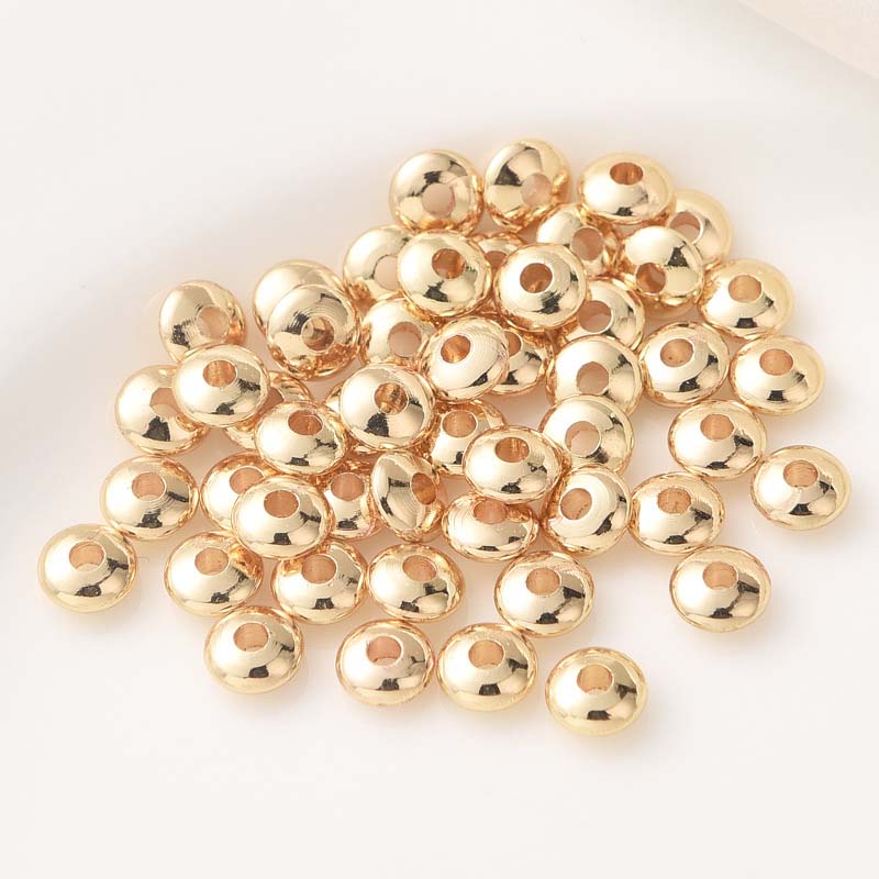 Fiasrel 50pcs Jewelry Findings Loose Disc Beads DIY Jewelry Accessories Brass Loose Spacer Beads