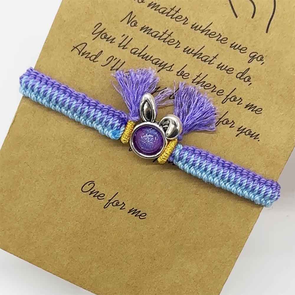 Fiasrel 2 Set Summer Fashion Handmade Rabbit Charm Bracelet Braided Rope Beads Bracelets Thread Kit
