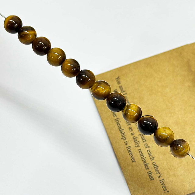 Fiasrel Tiger Eye Stone Loose Beads Yellow Tiger Eye Round Beads