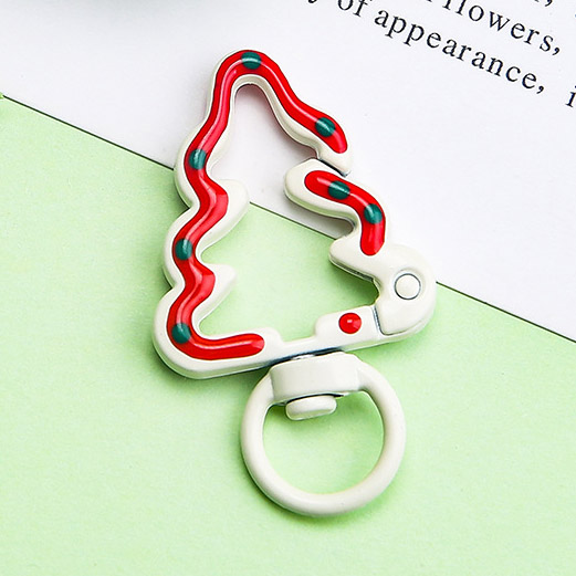 Fiasrel 9cs Multifunctional Decorative Buckle DIY Hand-painted Alloy Open Ring Christmas Tree Spring Buckle for Bag Mobile Phone Chain Pendant