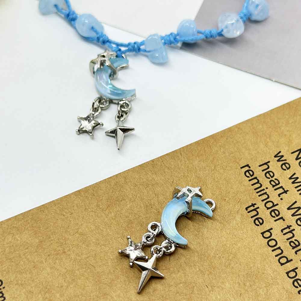 Fiasrel 5pcs Alloy Resin Inlay Color Six-Pointed Star Moon Pendant for DIY Earrings Bracelet Necklace Jewelry Accessories