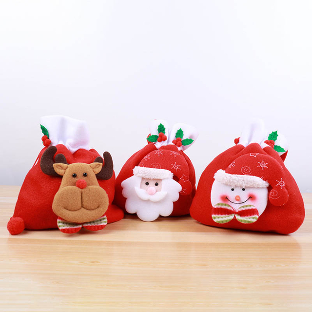 Fiasrel 1pcs/4pcs Eco-friendly Cute Christmas Candy Bag Doll Candy Bag Christmas Gift Tote Bags