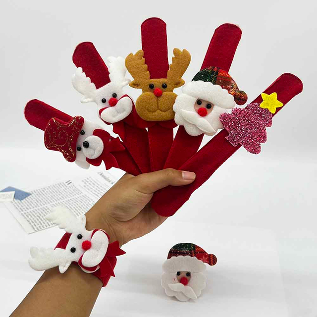Fiasrel 6pcs Festive Christmas Slap Bracelets for Holiday Parties Family Gifts Christmas Gift Wholesale Decoration