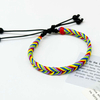 Fiasrel Color Gradient Wax Cord Hand Woven Adjustable Multicoloured Rope Bracelet