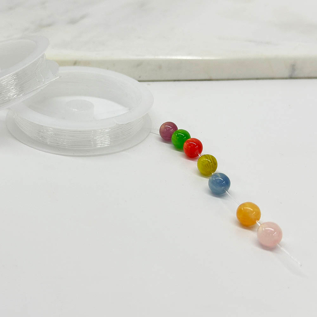 Fiasrel 0.4/0.5/0.6/0.7/0.8/1mm 2 Rolls Round Clear Elastic Crystal Thread Transparent Elastic Cord String for DIY Jewelry Making Beaded Bracelet Necklace