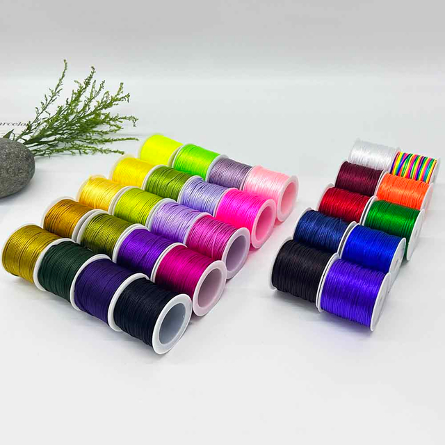 Fiasrel 30pcs 30 Color 1.5mm Rattail Satin Macrame Nylon Silk Cord Braided Jewelry String Thread for DIY Jewelry Making Craft Supplies