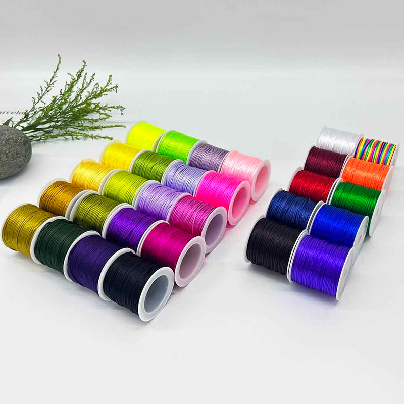 Fiasrel 30pcs 30 Color 1.5mm Rattail Satin Macrame Nylon Silk Cord Braided Jewelry String Thread for DIY Jewelry Making Craft Supplies