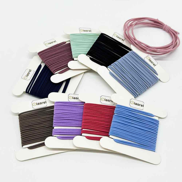Fiasrel 10pcs 2mm 1Yard Candy Color Hair Holders High Elastic Rubber Bands Braided Rubber Latex Round Cord Elastic String Rope