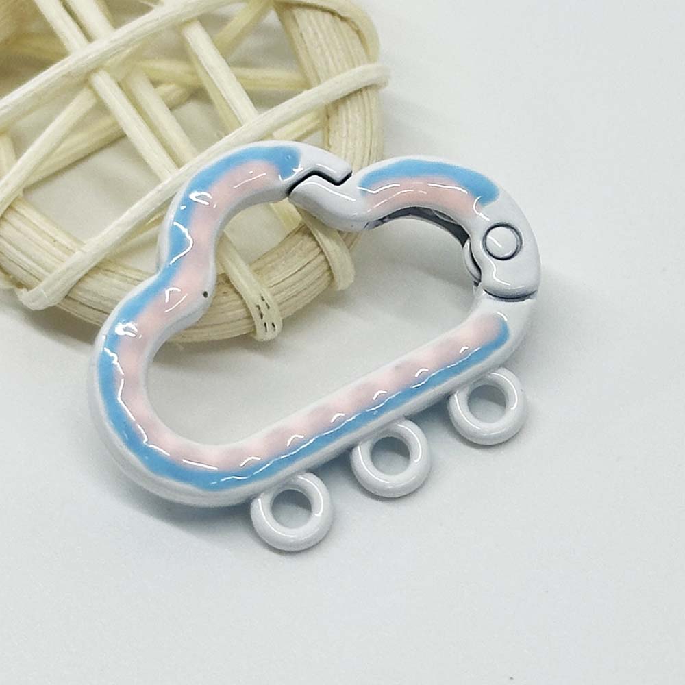 Fiasrel 10pcs Multi-Color Enamel Cloud Keychains with Drill Double-sided Key Buckle DIY Mobile Phone Chain Car Key Hanging Homemade Bag Pendant Spring