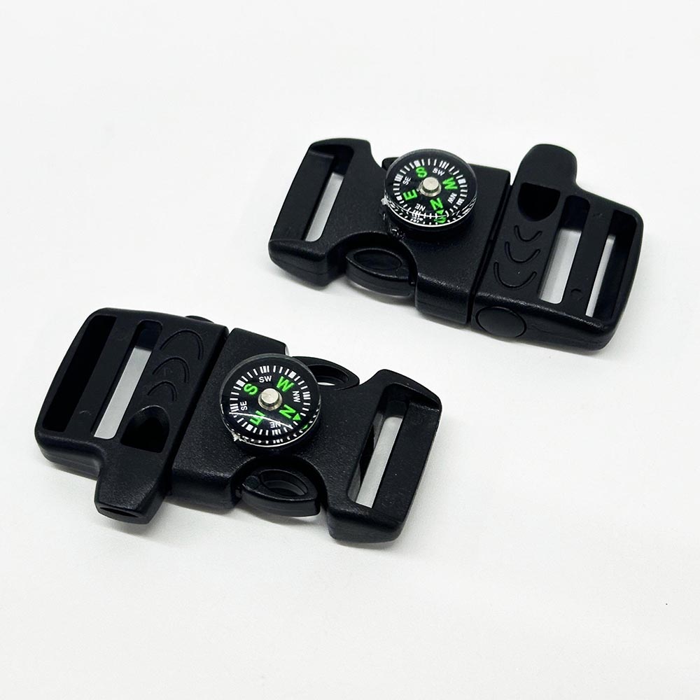 Fiasrel 1/5/20pcs Multifunctional Black Release Buckle Emergency Survival Compass Whistle Quick Release Buckle Flint Firestarter for Paracord Bracelet Outdoor Camping Emergency Survival Travel Kits
