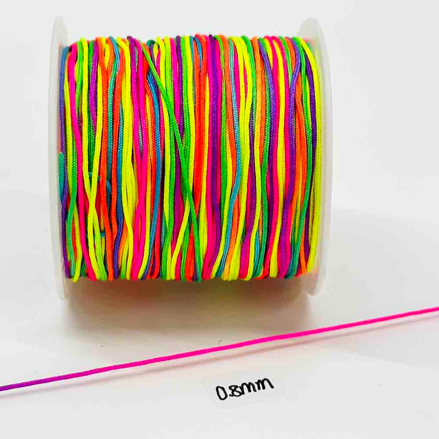 Fiasrel 0.8-2.0mm Rainbow Thread Nylon Cord Beading Satin String Chinese Knotting Beading Macrame Cord for DIY Friendship Bracelet Necklace Jewelry Making