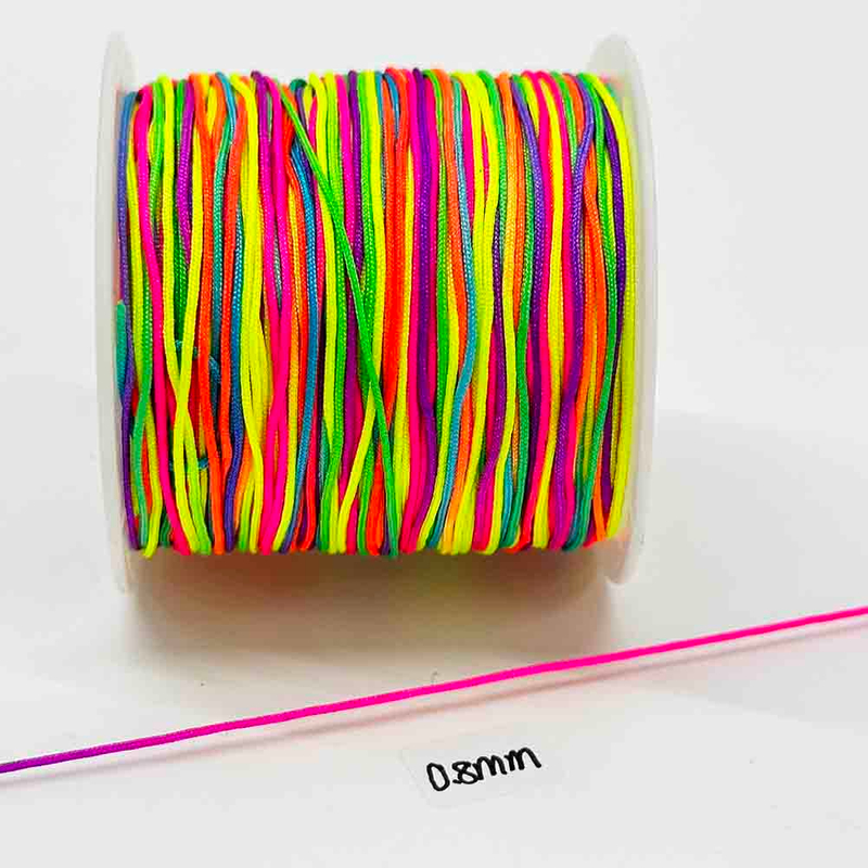 Fiasrel 0.8-2.0mm Rainbow Thread Nylon Cord Beading Satin String Chinese Knotting Beading Macrame Cord for DIY Friendship Bracelet Necklace Jewelry Making