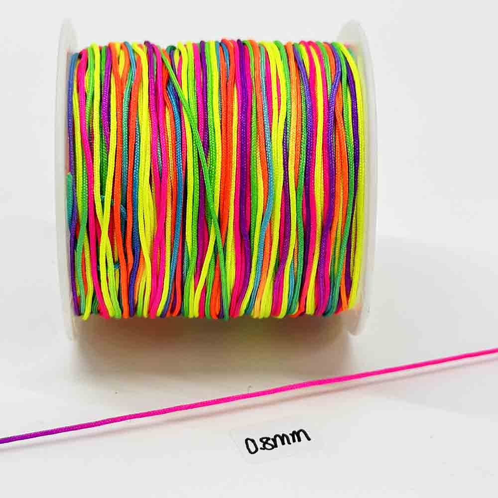 Fiasrel 0.8-2.0mm Rainbow Thread Nylon Cord Beading Satin String Chinese Knotting Beading Macrame Cord for DIY Friendship Bracelet Necklace Jewelry Making
