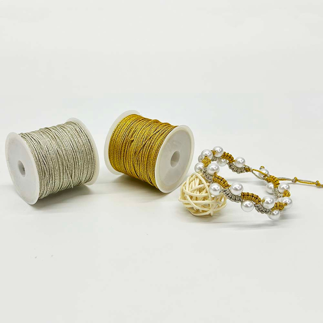 Fiasrel 0.8mm 1.0mm Golden Silver Polyester Braided Rope Cord Twisted Macrame String for DIY Crafts Home Textile Wedding Decorative SuppliesThread