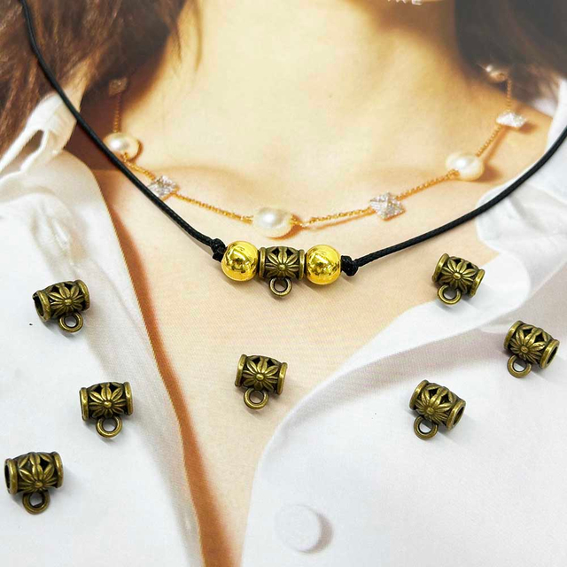 Fiasrel 20/50pcs Retro Style Silvery Barrel Shaped Tube Beads for Necklace Bracelet Keychains Jewelry Making