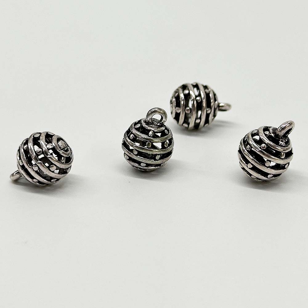 Fiasrel 20pcs 10mm Vintage Silver Plated Round Hollow Big Holes Spacer Beads for Handmade Bracelet Dangle Necklace Jewelry Making Supplies