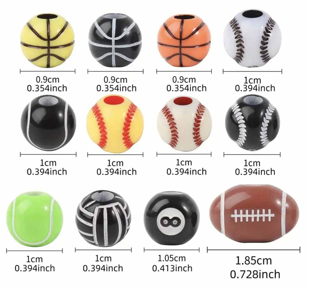 AcrylicWooden Spacer Beads Sport Ball size1