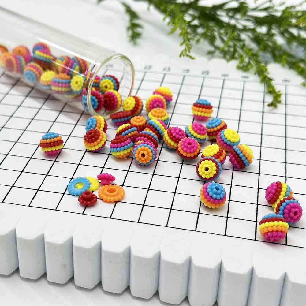 Fiasrel 20/50pcs 10-20mm Straight Hole Rainbow Detachable Acrylic Bayberry Ball Beads for Jewelry Making DIY Fashion Special Cute Bracelet Necklace Earrings