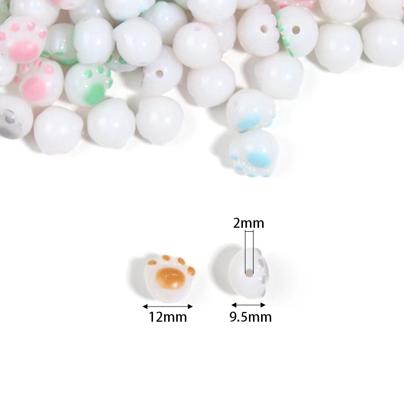 Fiasrel 20/50pcs 3D Cat Paw Spacer Acrylic Cat Paw Print Beads Cute Animal Print Shaped Acrylic Beads for Bracelet Necklace Earring Jewellery Making DIY Crafts