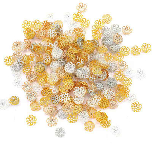 Fiasrel 200pcs/pack 8/10mm Golden Petal Bead Cap Bulk Tail Spacer Charm Beads for DIY Jewelry Making Bracelet Necklace Handmade Craft Supplies