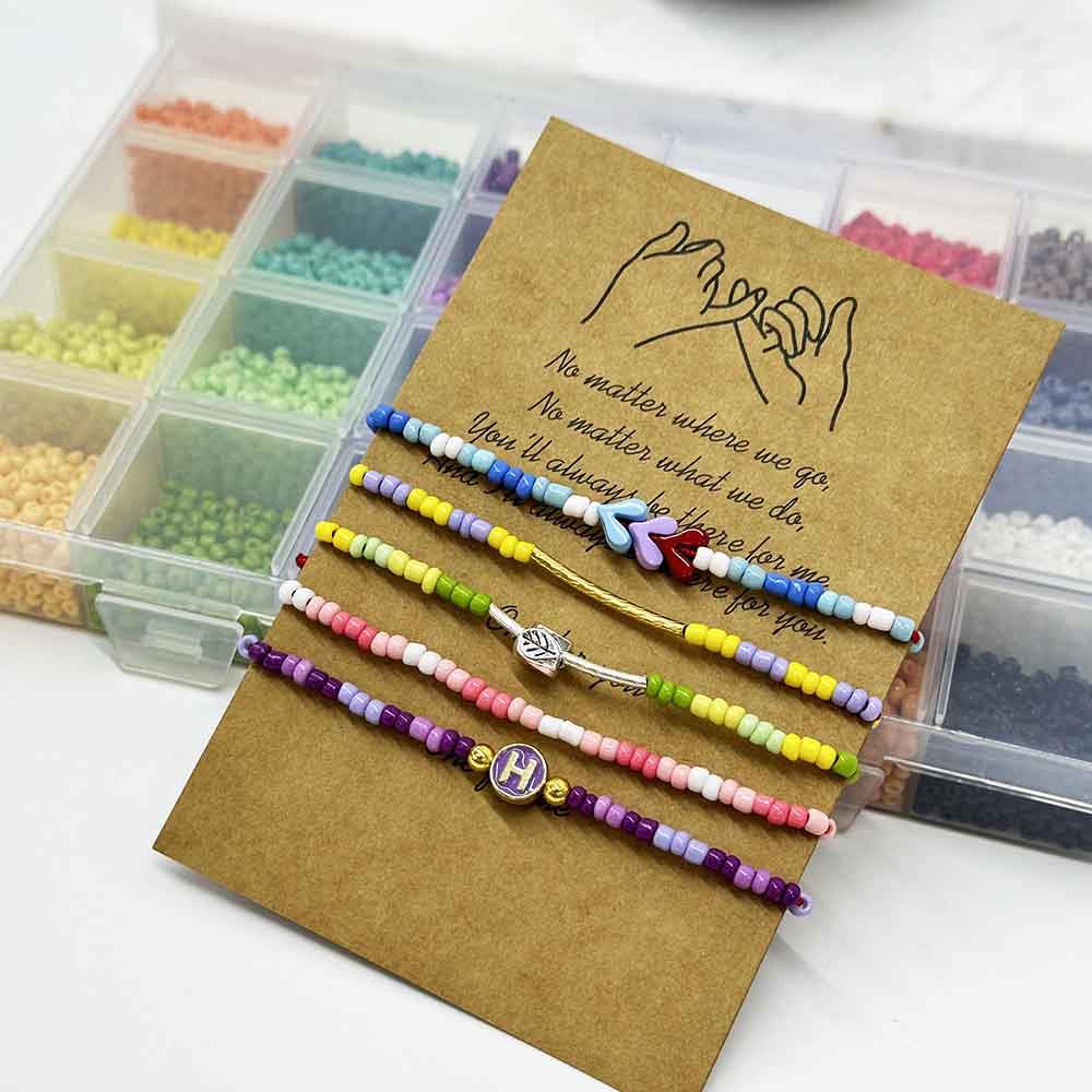 Fiasrel 24 Colors 2mm 3mm 4mm DIY Jewelry Making Set Glass Seed Beads Kit for Jewelry Making DIY Bracelets Necklaces Crafts Supplies