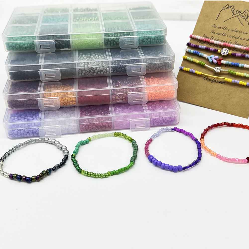 Fiasrel 15 Colors Glass Seed Beads Jewelry Making Kit for Bracelets Necklaces Earrings Rings Supplies