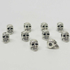 Fiasrel 10/20/50pcs Zinc Alloy Vintage Halloween Silvery Skull Beads for DIY Jewelry Making Bracelet Necklace Supplies