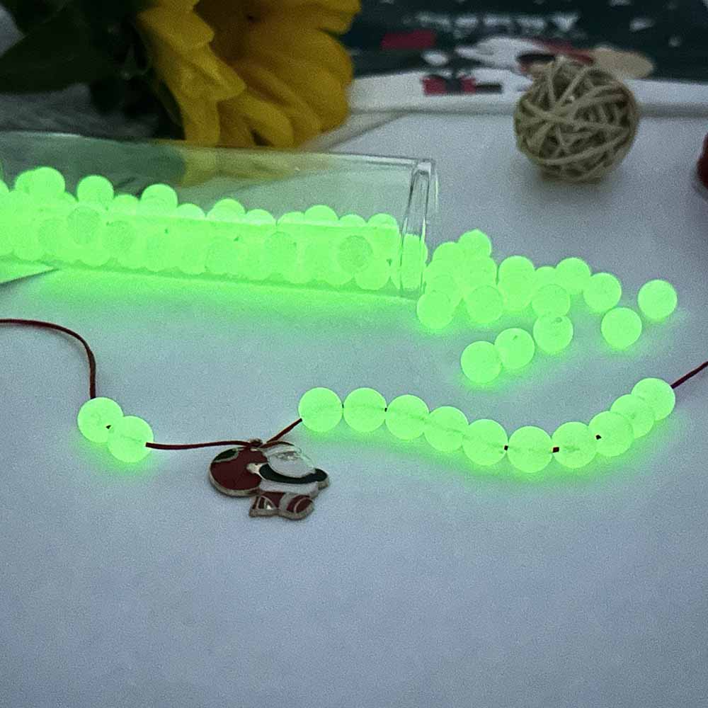 Fiasrel 100pcs 4-16mm Acrylic Glow In The Dark Beads Luminous Loose Beads for DIY Jewelry Making Supplies Bracelet Necklace Accessories