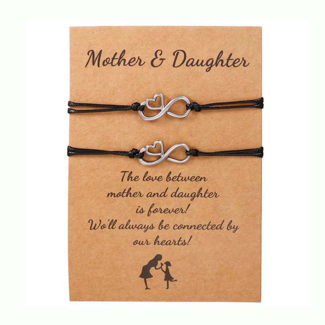 Fiasrel Mother's Day Bracelet Popular 2Pieces/Set Charm Couple Friendship Bracelet Hand-woven 