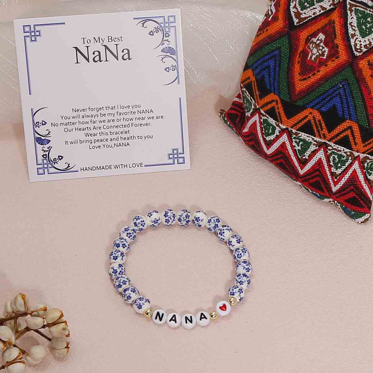 Fiasrel Handcrafted Blue and White Porcelain Beaded Bracelet