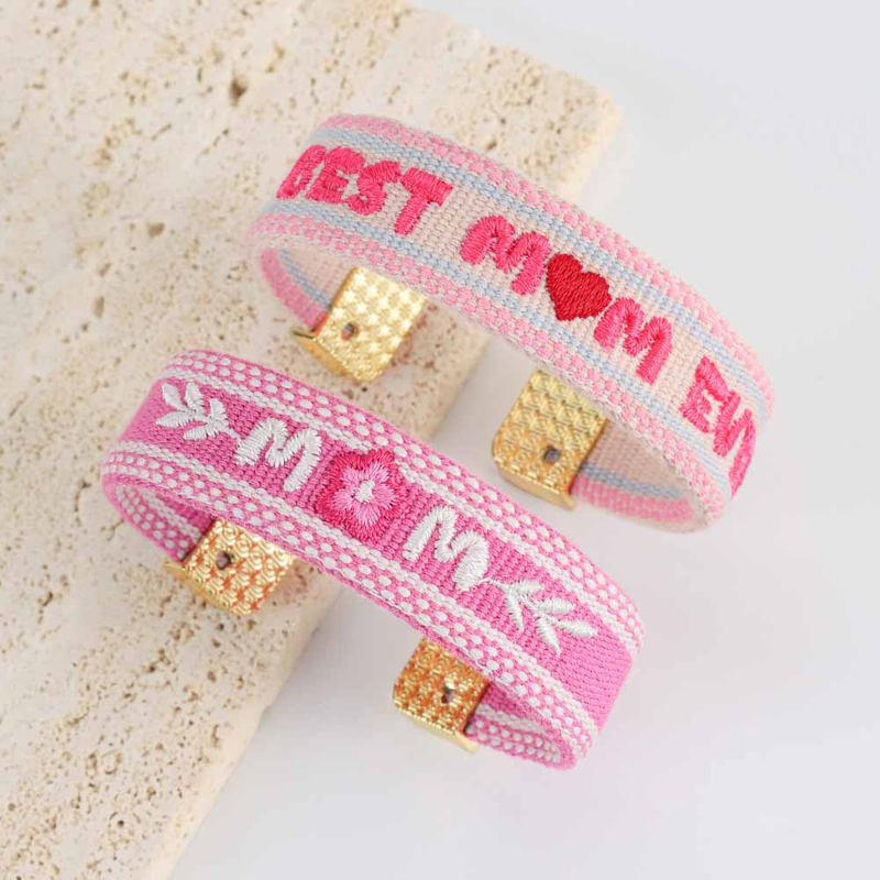 Fiasrel Personalized Handmade Woven Friendship Bracelet with Words MAMA