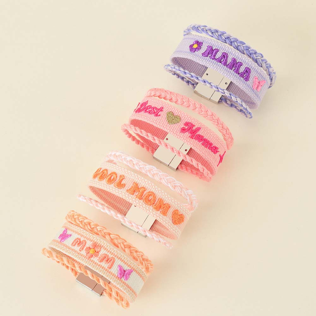 Fiasrel Hot sale fashion high quality Mother's Day MOM letter embroidery magnetic buckle braided bracelet