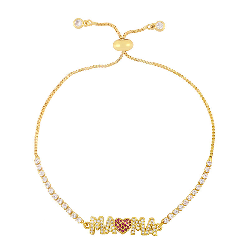Fiasrel Arrival Dainty Mother'S Day Gift Bracelet Fashion Design Copper Zircon Letter MAMA Bangle 