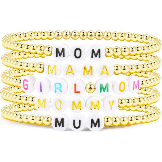 Fiasrel New Personalized Name Bead Bracelet Mama Bracelet Gift for Her