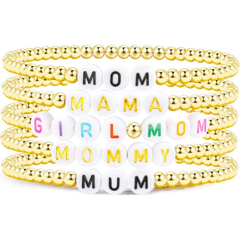 Fiasrel New Personalized Name Bead Bracelet Mama Bracelet Gift for Her