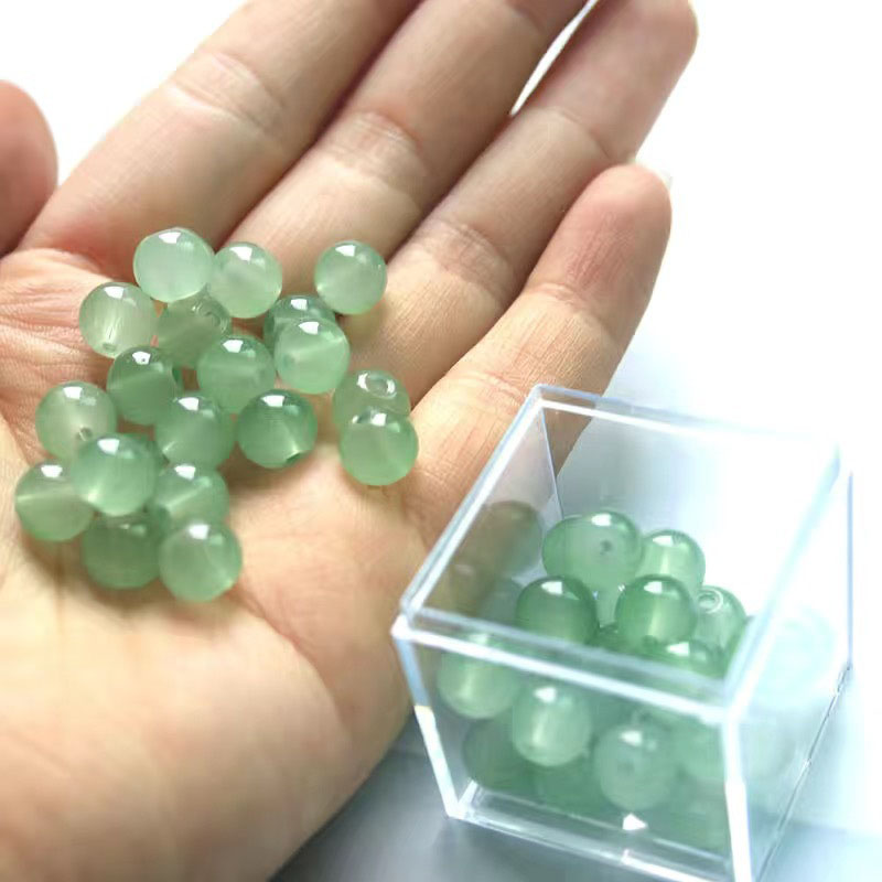 Fiasrel 8mm 50pcs Colorful Loose Round Handmade Accessories Jewelry Making Bulk clear Jade Crystal Glass Beads