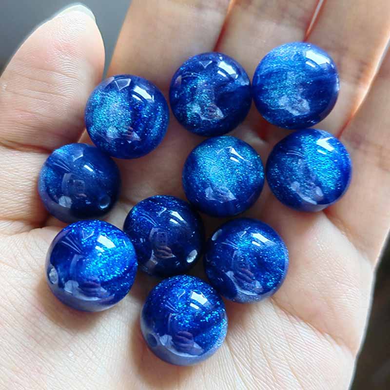 Fiasrel 16mm Glitter Resin Starry Sky Beads – DIY Craft Supplies for Bracelets Accessories