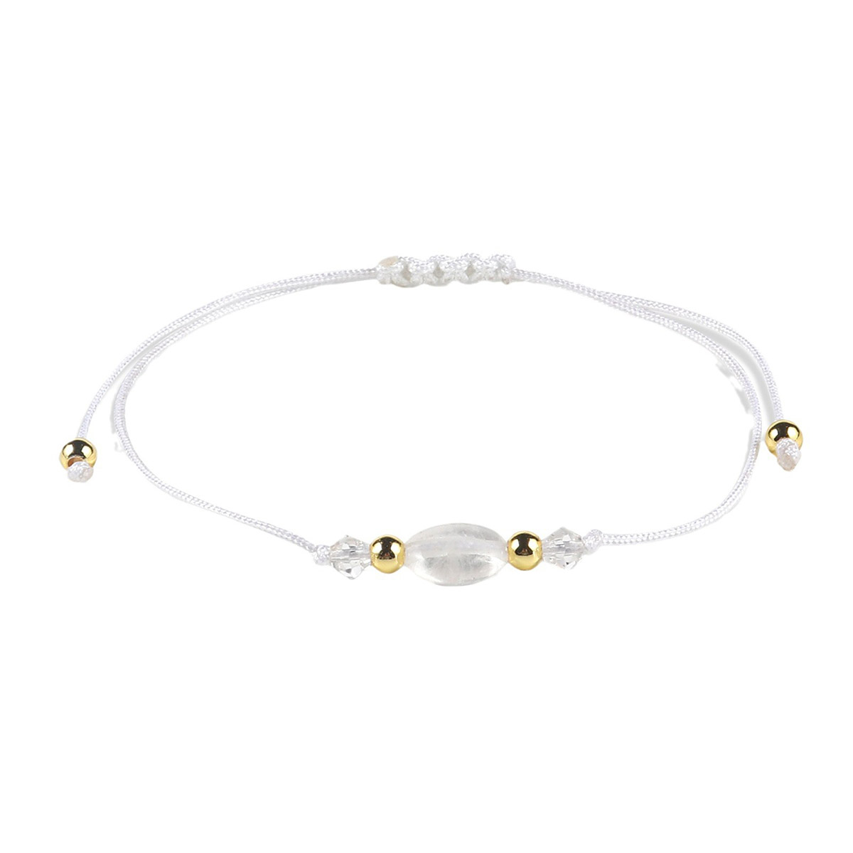 Fiasrel Natural Stone Bead Braided Bracelet Adjustable Oval Flat Beads Rose Quartz Bracelet 
