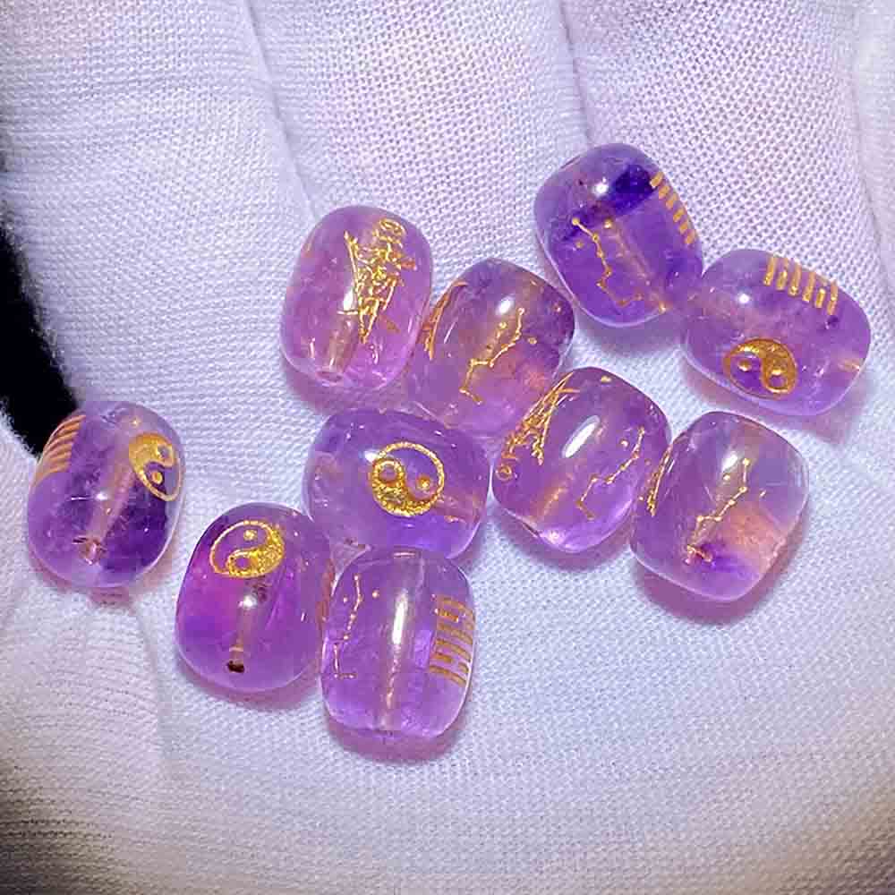 Fiasrel Purple Fire Energy Bracelet Kit – Natural Amethyst Barrel Beads with Freeform Crystal Spacers
