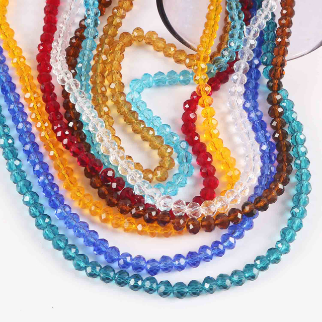 Fiasrel 1bundle 2/3/4/6/8mm Flat Wheel Beads DIY Jewelry Making Accessories Crystal Loose Beads in Transparent Standard Colors
