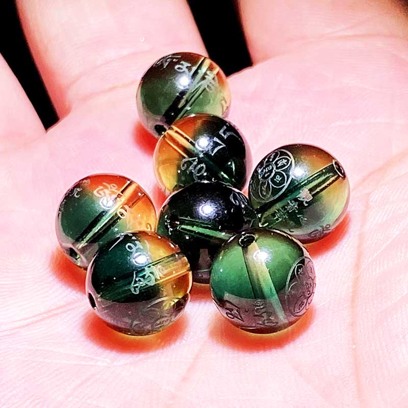Fiasrel Om Mani Padme Hum Gradient Crystal Beads – Mala Accessories & Loose Gemstone Beads for Blessings and Auspiciousness
