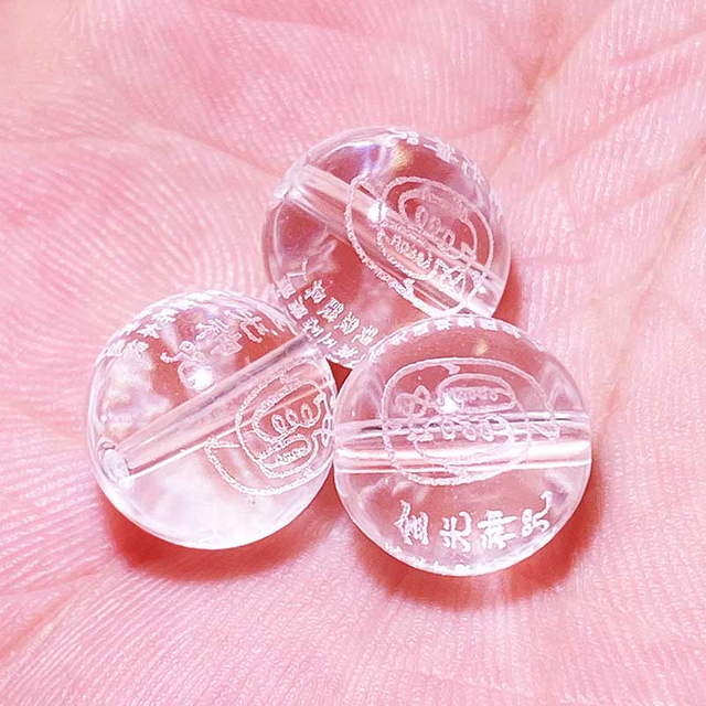 Fiasrel White Crystal Taoist Prayer Beads - 8 Sacred Mantras Engraved - DIY Bracelet Making Kit with Golden Light Charm Beads